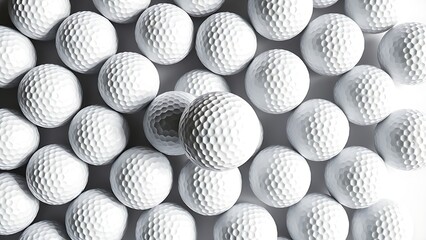 dimple. Multiple golf balls arranged in a detailed pattern on a white surface. product launch decks, UI/UX mockups, designed for data visualization dashboards and holographic UIs.