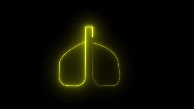 Lungs Human Internal Organ Isolated black Background With Gradient Mesh . neon human Lung and kidney icon animation