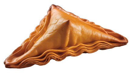 Delicious triangular pastry snack isolated on black background