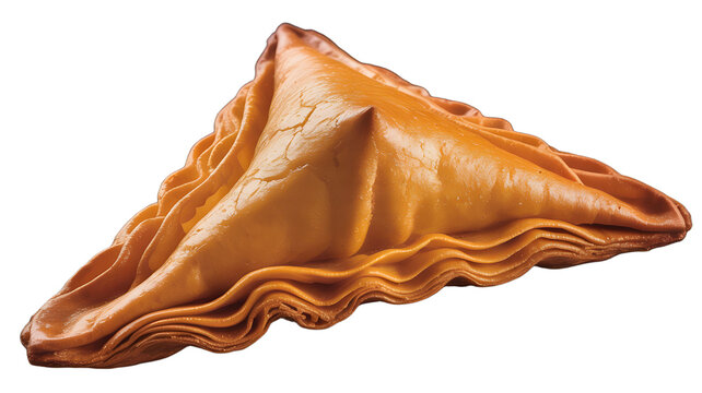 Delicious triangular pastry snack isolated on black background