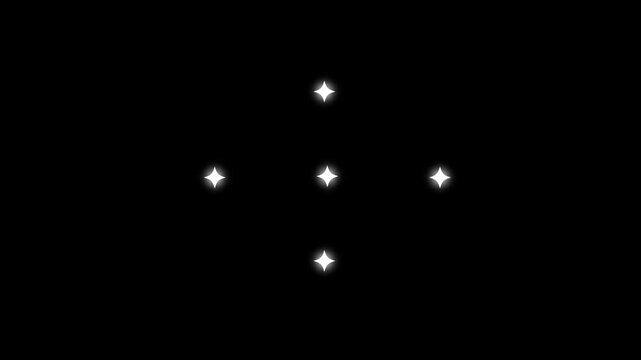 twinkling stars 4k animation on black screen background, shimmering light camera flashes stars, flat, vector, doodles style stars blinking .The sparkling effects or magical appearance 4k animation.