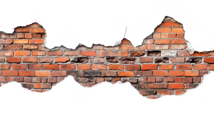A close-up view of a weathered brick wall with peeling paint. the texture and colors of the bricks. creating a rustic atmosphere suitable for backgrounds in design projects
