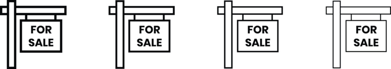 Real estate for sale sign Icon property sale board outline Illustration.