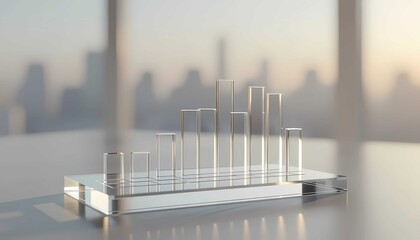 Acrylic rods visualizing data bars with one anomaly sharply elevated.