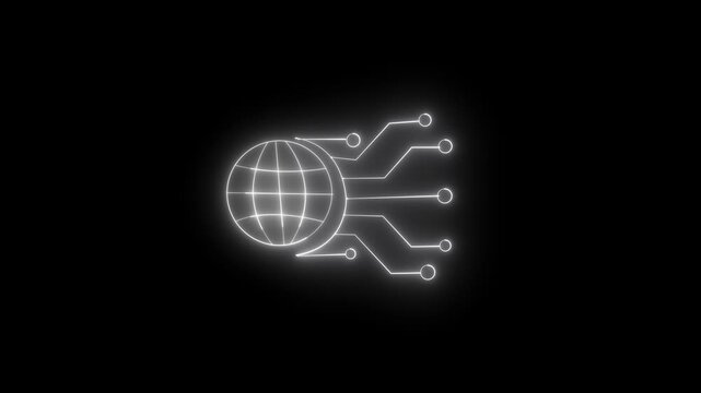 Glowing neon export icon isolated on black background. 4k  HD Video motion graphic animation