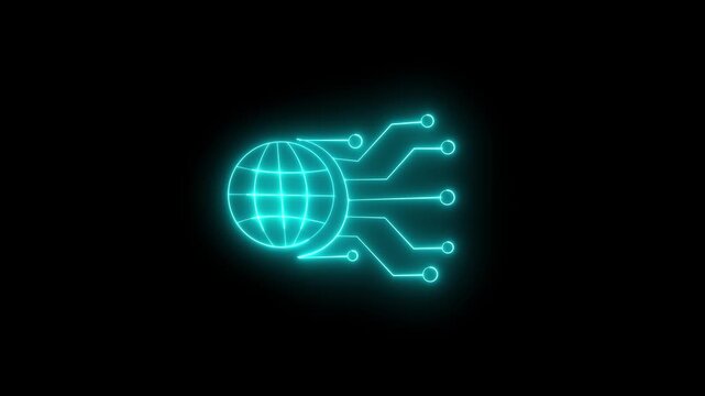 Glowing neon export icon isolated on black background. 4k  HD Video motion graphic animation