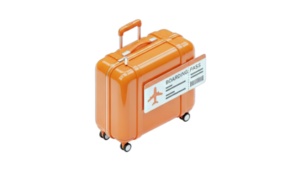 Vibrant Orange Suitcase with Boarding Pass Attached Isolated on a Clean White Background Ready for Travel Adventure Illustration