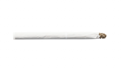 A close-up view of a rolled cigarette with a white paper exterior and a filled tip a blend of herbs. set against a plain white background. ideal for health-related articles