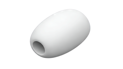 White Oval Shape Object with Hole on Transparent Background Simple Minimalist Design Realistic 3D Rendering