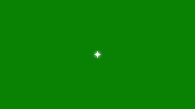 Twinkling stars animation. fast line glitter motion on green screen background, shimmering light camera stars, flat, vector, doodles style stars  .The effects or magical appearance 4k animation.