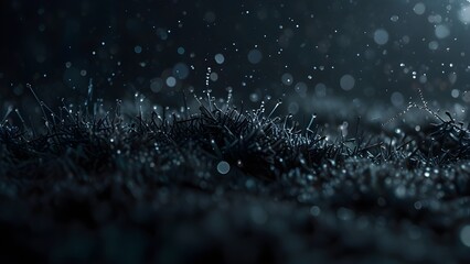 Ultra-Fine Snow Dust Glowing Gently Within Dark Atmospheric Winter Scene for Elegant Design