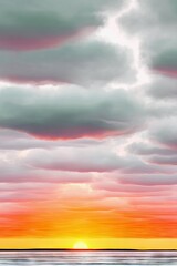 Fototapeta premium Sunset Sky with Clouds and Horizon