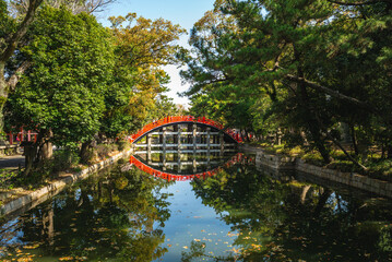Fototapeta premium The Taikobashi at Sumiyoshi Taisha Grand Shrine in Osaka, Kansai, Japan