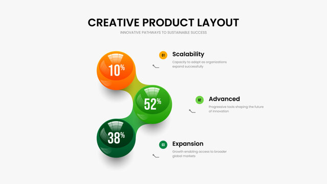 Modern Report Three Step Chart Frame Template. Marketing Introduction Slideshow Layout Vector Illustration. Product Plan 3 Option Graph Slide Design.