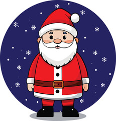 Santa claus cartoon with a gift bag in winter Christmas scene