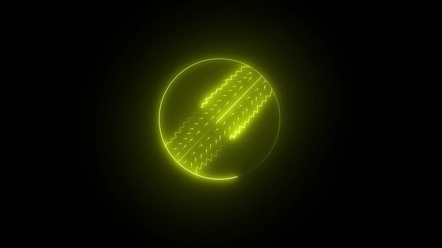 Glowing neon Cricket ball Game icon isolated on black background. 