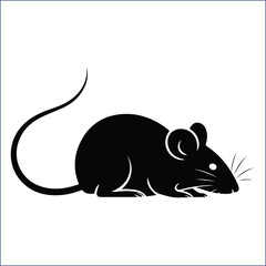 Silhouette of a black mouse with a long tail vector