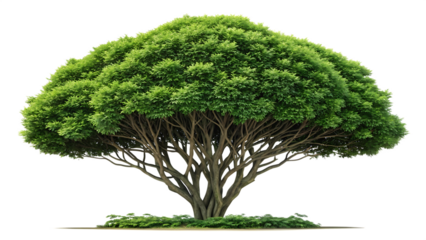 Lush Green Bush with Intricate Branches Isolated on transparent Background