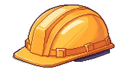 Pixel Art Construction Safety Helmet Isolated on transparent Background