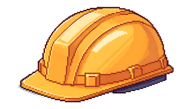 Pixel Art Construction Safety Helmet Isolated on transparent Background