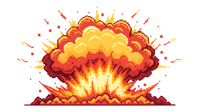 Dynamic Pixel Art Explosion Isolated on transparent Background