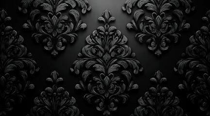 Elegant black floral pattern with intricate design elements