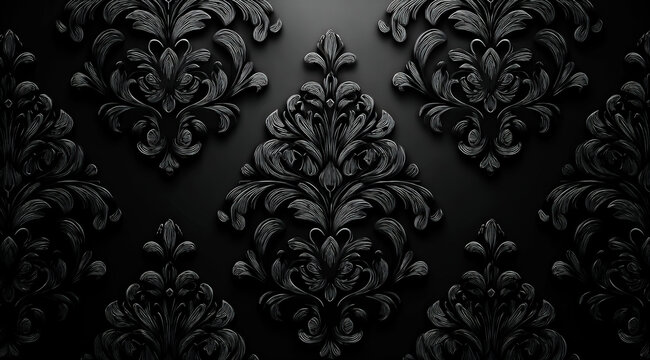 Elegant black floral pattern with intricate design elements