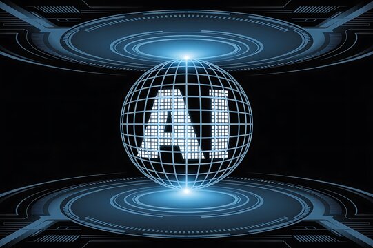 Abstract representation of artificial intelligence with a glowing globe and digital grid