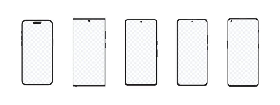smartphones 2023. Apple, Samsung, Google, Xiaomi, OnePLus. New phone mockups. Vector illustration