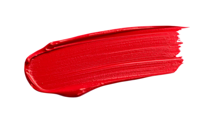 textured abstract red color paint stroke isolated on transparent background, png