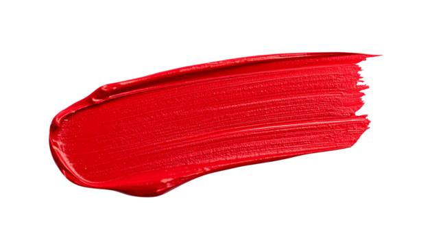 textured abstract red color paint stroke isolated on transparent background, png