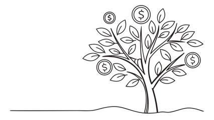 Obraz premium Money tree growing with dollar coins, symbolizing investment growth and financial success, perfect for business, finance, and investment themes