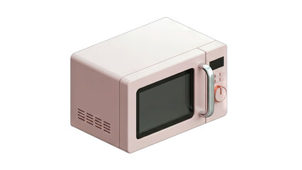 Retro Pink Microwave Oven With Silver Handle And Digital Display On A Black Background Isolated Object Studio Shot