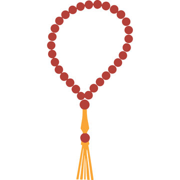 Islamic Prayer Beads With Tassel On Black Background