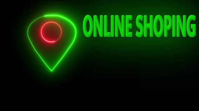 GPS location tracking icon. location of the city of Online Shoping ,the name of the place with the location has been displayed, sign animated with alpha channel .  4k video