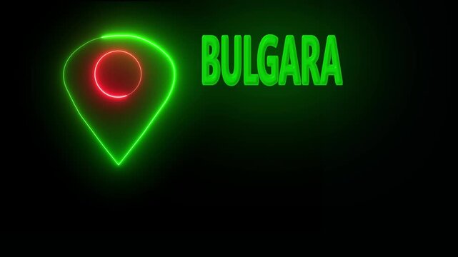 GPS location tracking icon. location of the city of Bulgara ,the name of the place with the location has been displayed, sign animated with alpha channel .  4k video