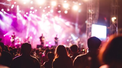 amplifier. Dynamic concert stage with musical instrument silhouettes against a vibrant gradient, capturing festival energy. representing cultural heritage and milestone achievements.
