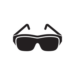 Safety glasses icon in black flat shape design on white background
