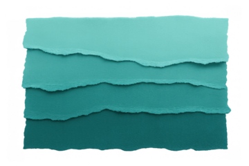 Layered torn paper texture in teal gradient creating an abstract background with space for copy