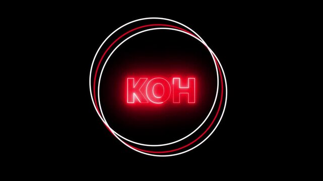 Potassium Hydroxide Chemical Formula KOH Neon Glow on Black Background Keywords: KOH, potassium hydroxide, chemical formula, chemistry, science, element, compound, molecule, inorganic. 4k 
