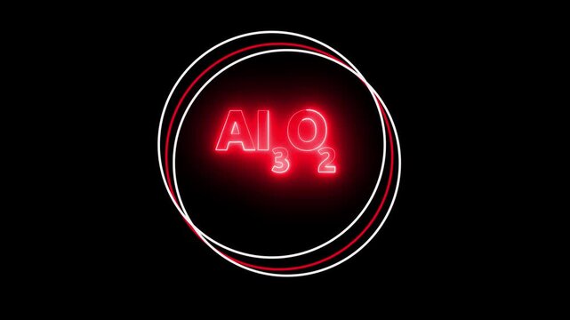 Red Neon Chemical Formula Al2 O3 Aluminum Oxide on Black Background Al2O3 chemistry. 4k