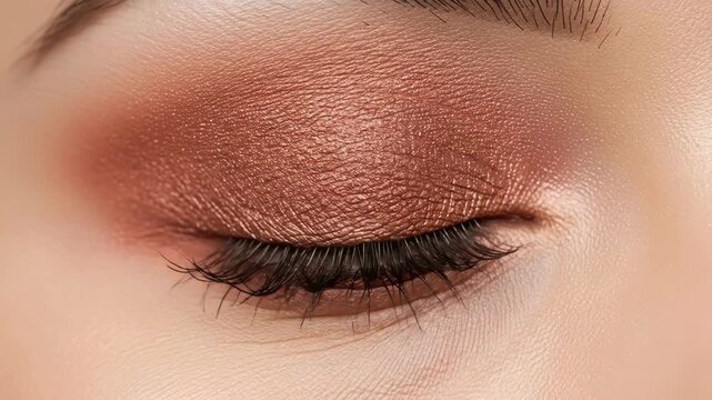 Eye makeup tutorial: glittery rose gold eyeshadow application in three steps
