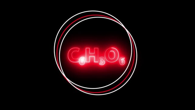 Red Neon Chemical Formula C6 H8 O6 on Black Background C6H8O6 glucose 4k
