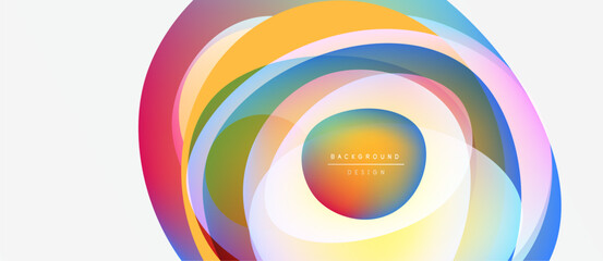 Fototapeta premium Abstract colorful layers create circular design. Vibrant hues blend, forming modern background element. Smooth gradients offer visual appeal.
