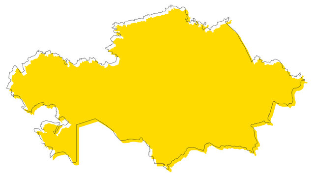 Yellow outline Kazakhstan map - vector illustrations.