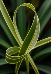 Obraz premium Curled foliage displaying dynamic botanical form, vibrant green hue, gold accent