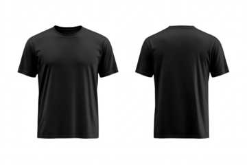 A versatile black t-shirt displayed from the front and back. its simple design. perfect for casual wear or sports. against a clean white background for clarity