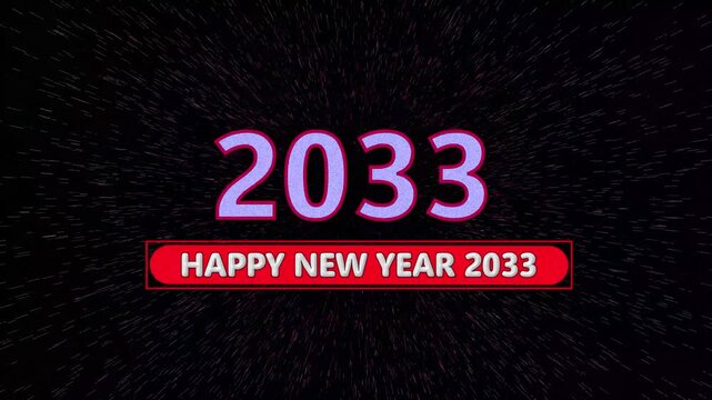 Happy New Year 2033 progress bar on black background. New year loading bar. Great for New Year projects, timelines, or digital countdown visuals. Happy New year 2033 loading animation.
