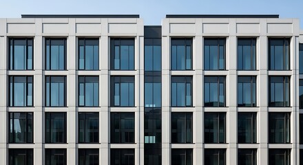 Obraz premium Modern facade architecture with geometric design and repeated windows