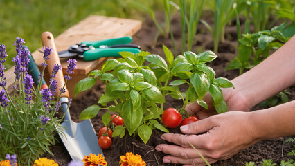 planting tomato seedlings